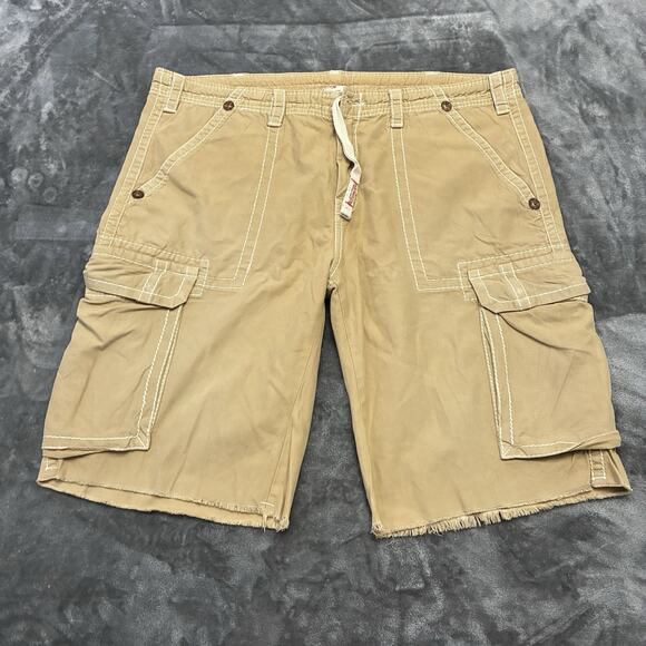 True Religion Cargo Shorts Men’s 42 Beige Baggy Street Wear Earth World Tour Y2K - Picture 1 of 10